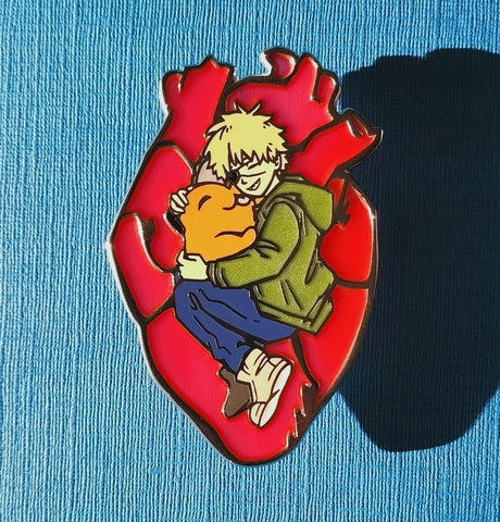 CSM - Silver Denji + Pochita 3" Stained Glass Enamel Pin